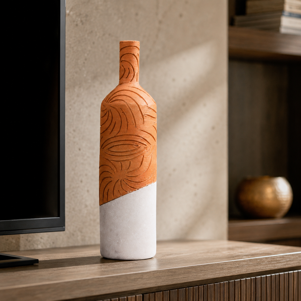 Botella De Barro y Marmol – Remolino Ancestral - Imagen 2